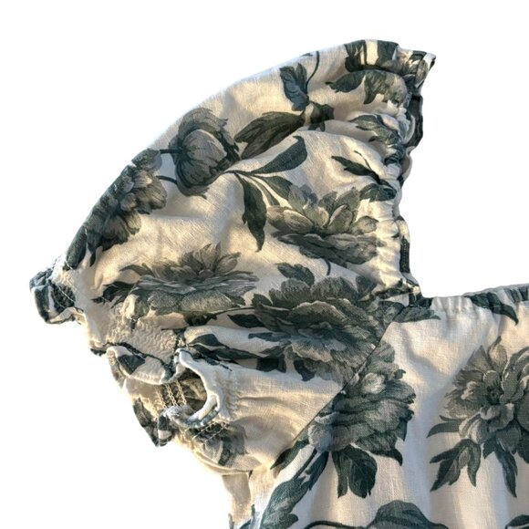 Abercrombie & Fitch Linen Blend Cropped‎ Floral Top Blue White Size XL - Picture 2 of 10